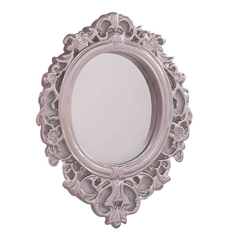 Antique Doll House Mirror Model Figure PVC Miniature Furniture For Children Pretend Play Classical Home Scene Decors