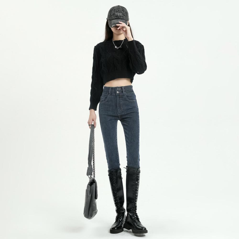 Casual skinny small-footed jeans women's autumn and winter 2025 new high-waisted and thin small pencil jeans
