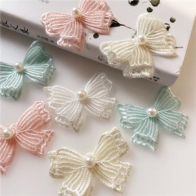 Sticker Diy Handmade Beaded Three-Dimensional Bow Cloth Cute Lace Clothing Accessories Fabric Craft