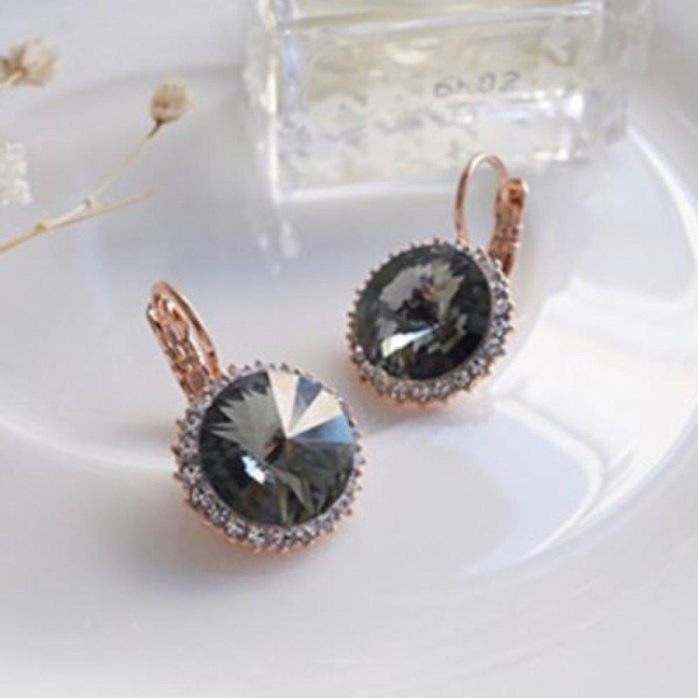 Women's Black Diamond Siam Crystal Earrings