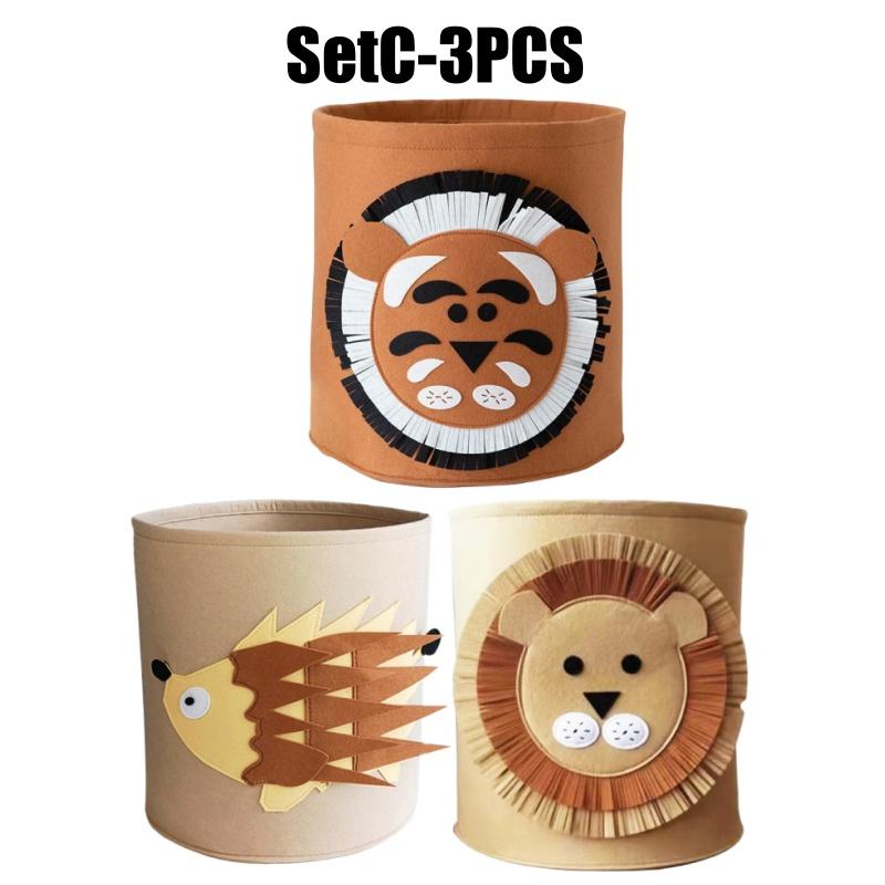 Kids Laundry Hamper Cartoon Felt Clothes Storage Bucket Laundry Basket Hamper Collapsible Boys Storage Baskets Toy Organizer