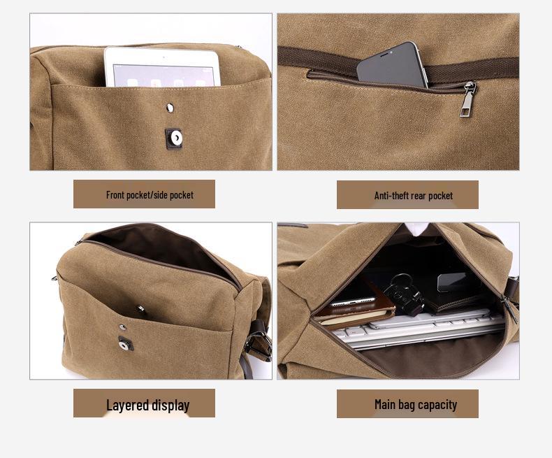 Men's Large Capacity Lightweight Canvas Crossbody Bag