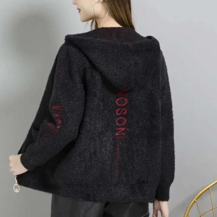 Smvp Mink-like Women's Sweater Autumn Winter Coat  Female Korean Hooded Jacket Foreign Gold Velvet Knitted Cardigan Overcoat