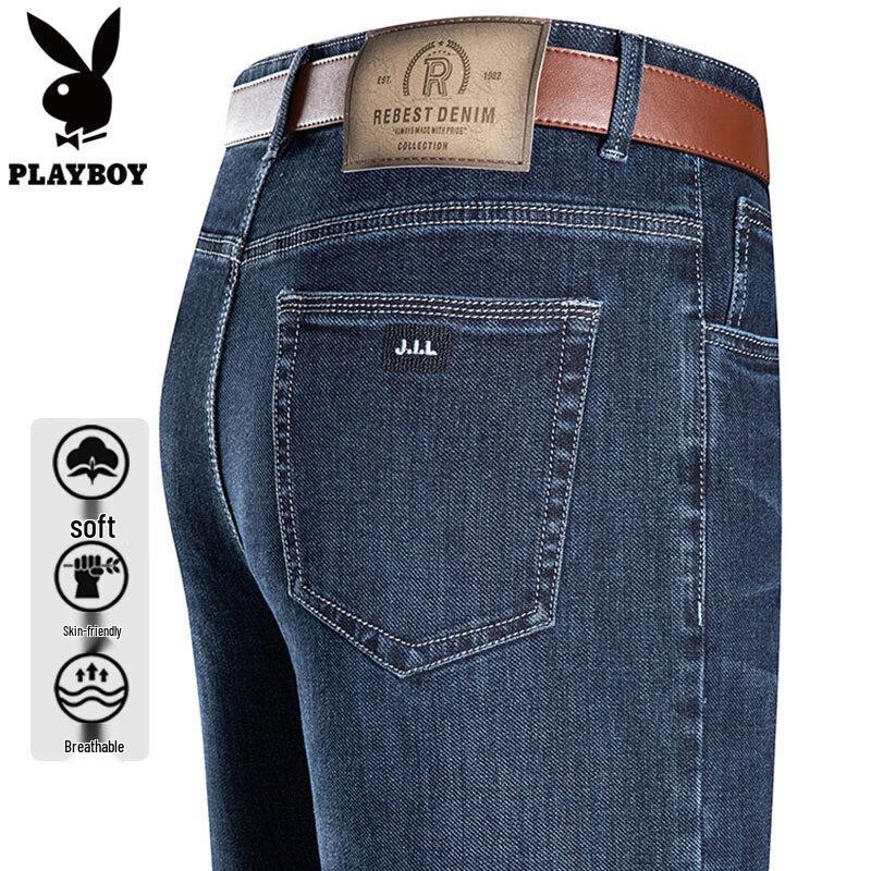 PLAYBOY Мужские теплые свободные прямые джинсы в стиле business casual 35