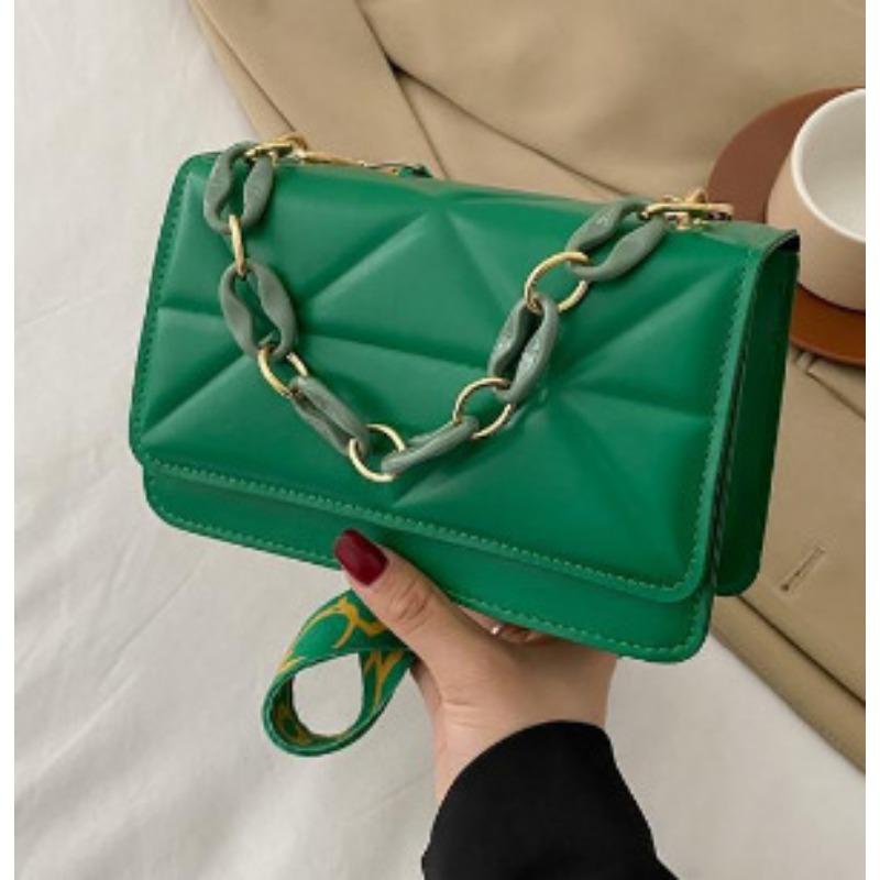 

Интернет знаменитости модная сумка женская сумка новая сетка давления квадратная сумка широкий плечевой ремень одно плечо сумка-мессенджер акриловая цепочка сумка зелёный