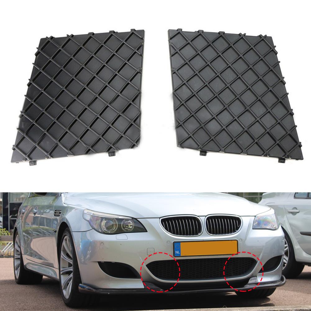 Ett par svart E60 E61 Bil främre stötfångare Nedre Mesh Grillplåt Trimskydd för BMW E60 E61 M 51117897186 51117897184 Stötfångarskydd