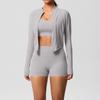 Women's 3-Piece Cloud-Feel Yoga Set: Tight Shorts, Shockproof Vest & Running Jacket