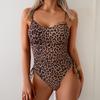 Neuer Einteiler Badeanzug Damen Schwimmen Schlank Hüftumwickelt Sexy Träger Leopardendruck Europäischer Badeanzug