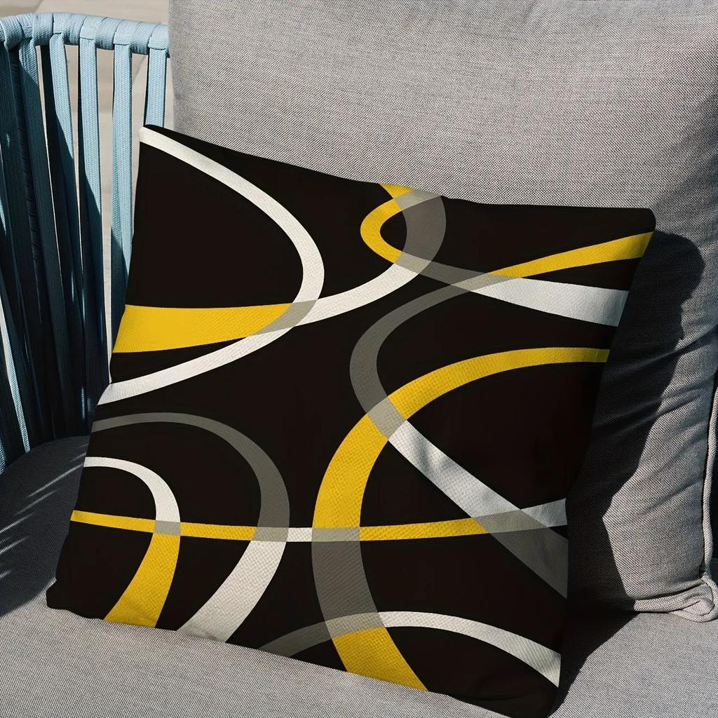 Yellow Black and White Gray Abstract Geometric Printing Pillowcase Living Room Sofa Chair Cushion Cover Home Room Decoration