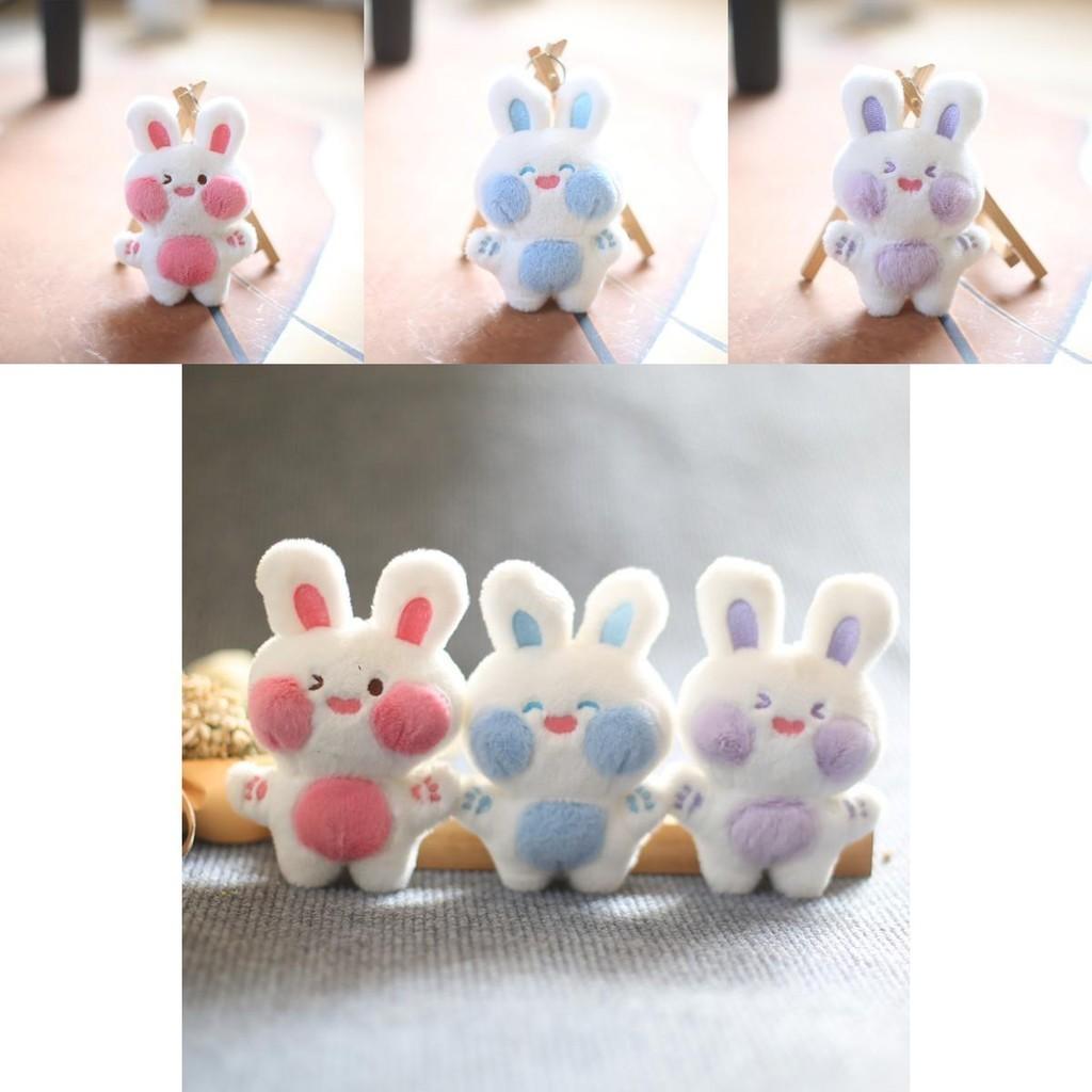 Adorable Cute Bunny Plush Toy Keychain Soft Short Plush Cartoon Rabbit Bag Charm