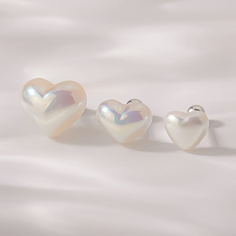 JEWNEL (1+1)Silver 925 Plum Aurora Heart Pearl Silver Piercing (3 Sizes)