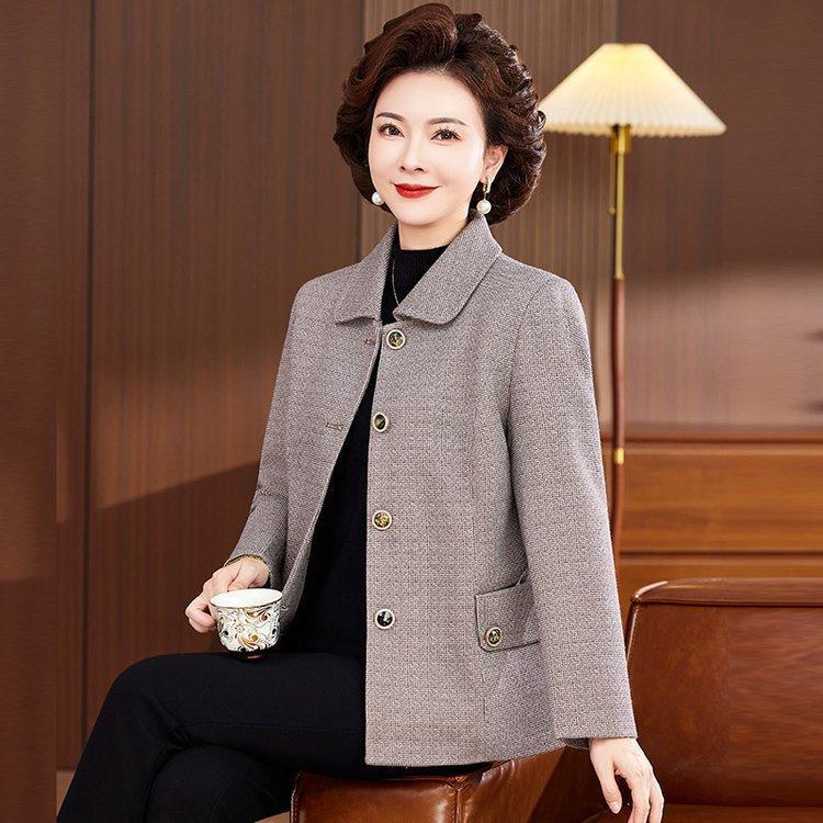 Autumn 2025 Mid-Length Jacket for Middle-Aged and Elderly Women