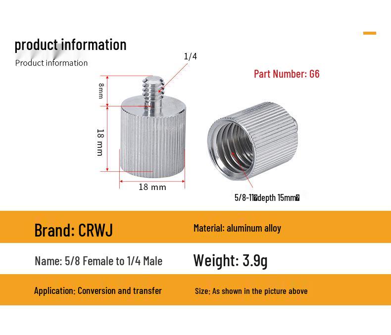 Laser Level Camera Mount Tripod Adapter: 3/8 To 1/4 & 1/4 To 5/8 Conversion Nut Screw