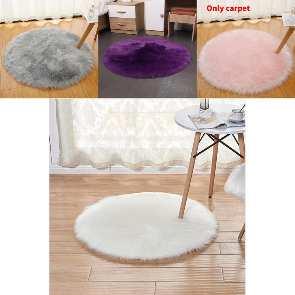 Faux Fur Rug With Machine Washable Circular Design For Bedroom And Living Room Decor