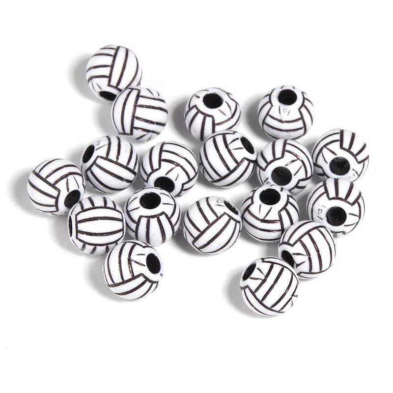 50 Pcs/bag Rugby, Basketball, Volleyball Acrylic Beads for Early Education & Handmade Crafts
