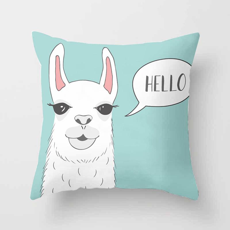 Cute Cartoon Printed Pillowcase Alpaca Decorative Home Sofa Office