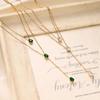 Delicate Double Layer Water Drop Necklace Women Titanium Steel Inlaid Clear Zircon Fadeless Jewelry for Christmas Gift for Friend