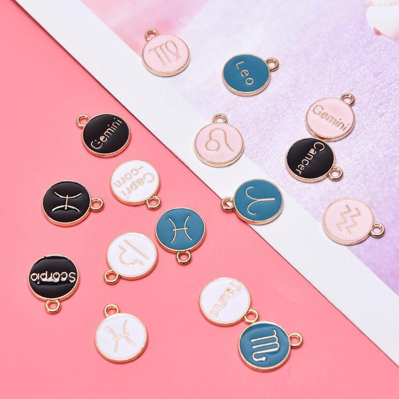 

12 шт. Эмалевые подвески с созвездиями, двухсторонние, аксессуары для изготовления ювелирных изделий 15*12mm белый