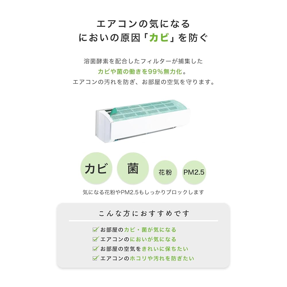 [LDK A-Rated Award Winner] Mold-Blocking Bio-Enzyme Filter for Wall-Mounted Air Conditioners - Dust