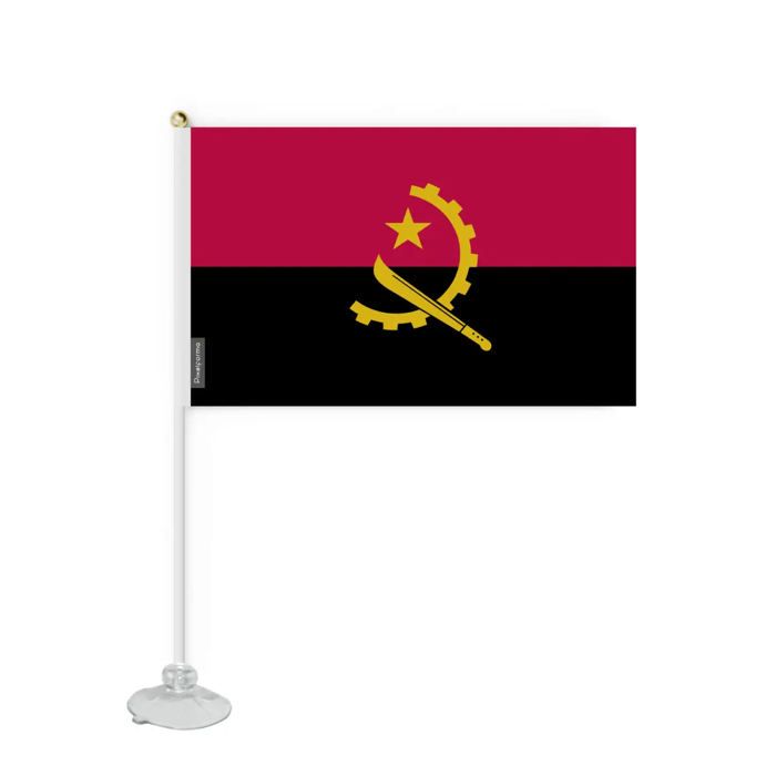 Drapeau - Angola - Mini Drapeau Ventouse - 20 x 30 cm - Polyester - Impression Recto/Verso