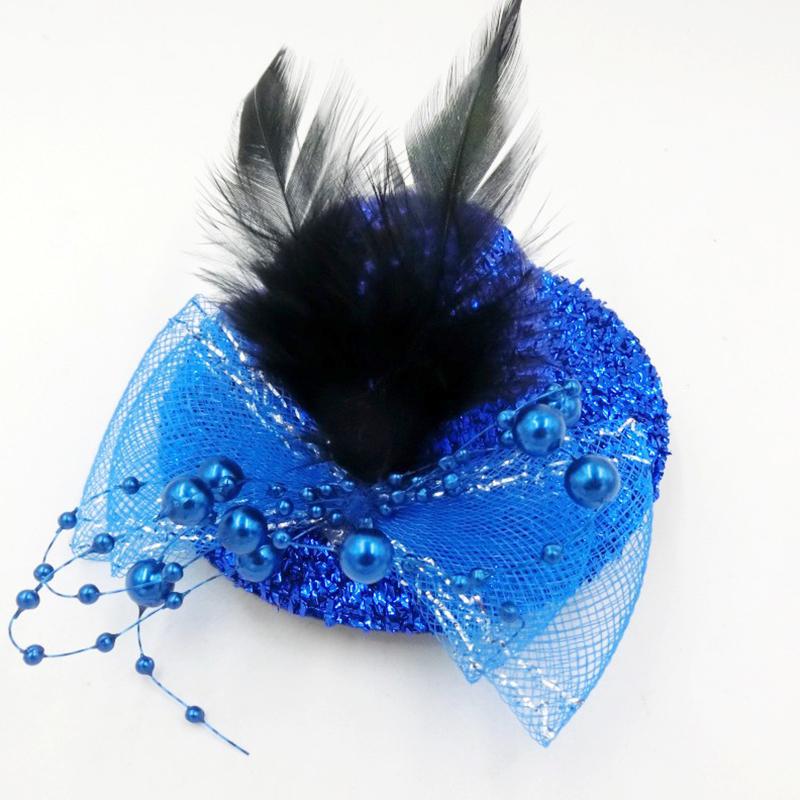 1Pc Headwear Hair Accessories Fascinator Hat Feather Flower Girl Pearl Beaded Decor Hair Clips Children's