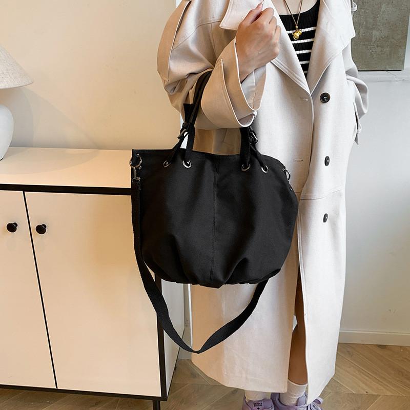 Stylish Large Capacity Women's Tote Bag Retro Solid Color Shoulder Crossbody Purse