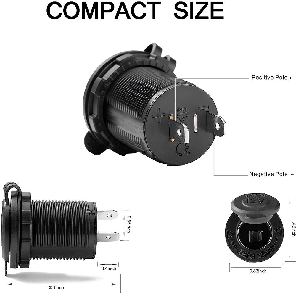 Car Cigarette Lighter Socket 12V 24V Adapte Plug Motorcycles Cigar Jack Multi Socket for Marine Boat Motorcycle Truck RV ATV