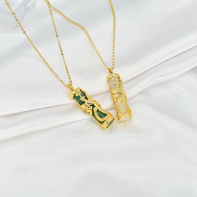 Retro Guochao Fengzhu Halskette Klassisch Vielseitig Persönlichkeit Eingelegter Hetian Jade Anhänger Schmuck