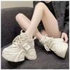 Fashionable New Comfortable Women's Shoes Spring and Autumn Lace Up Elegant Solid Color Thick Bottom Sports and Leisure Shoes