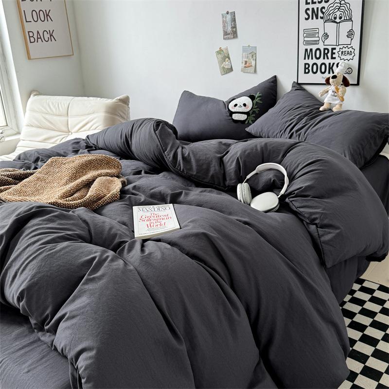 Cotton 4pcs set can sleep naked, super soft pure cotton quilt cover, student dormitory three-piece set, bed sheet, bed hat