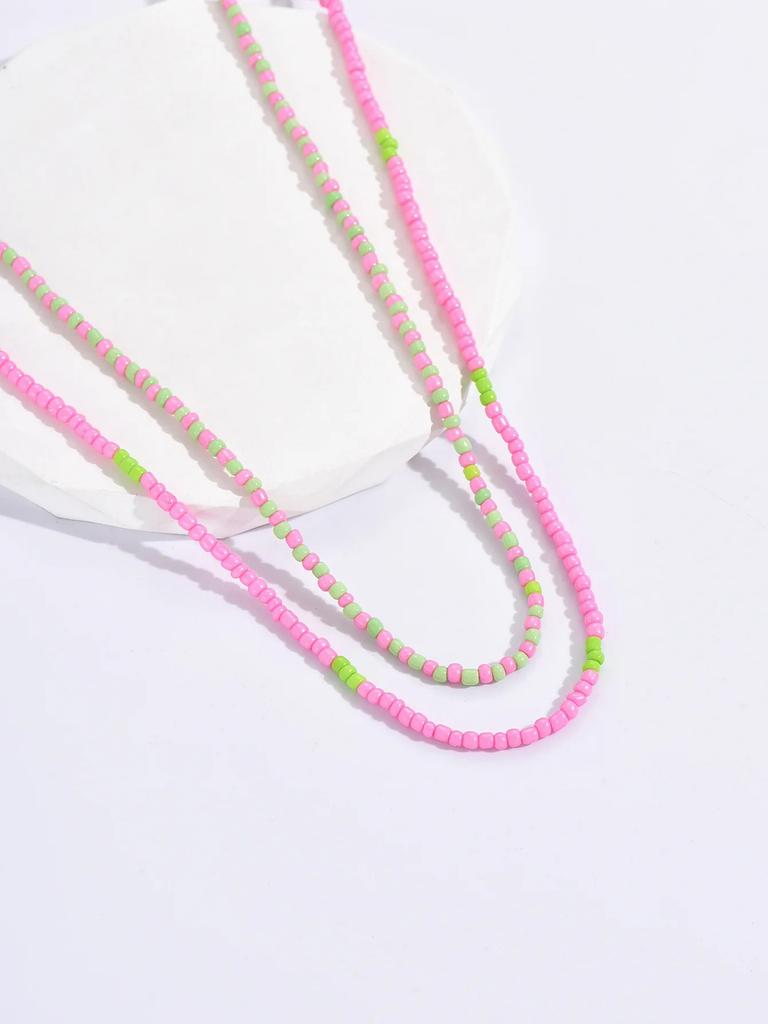 2025 Boho Double Layers Seed Beads Necklace for Women Collar Charm Handmade Aeesthethic Bead Femme Neck  Party Gifts