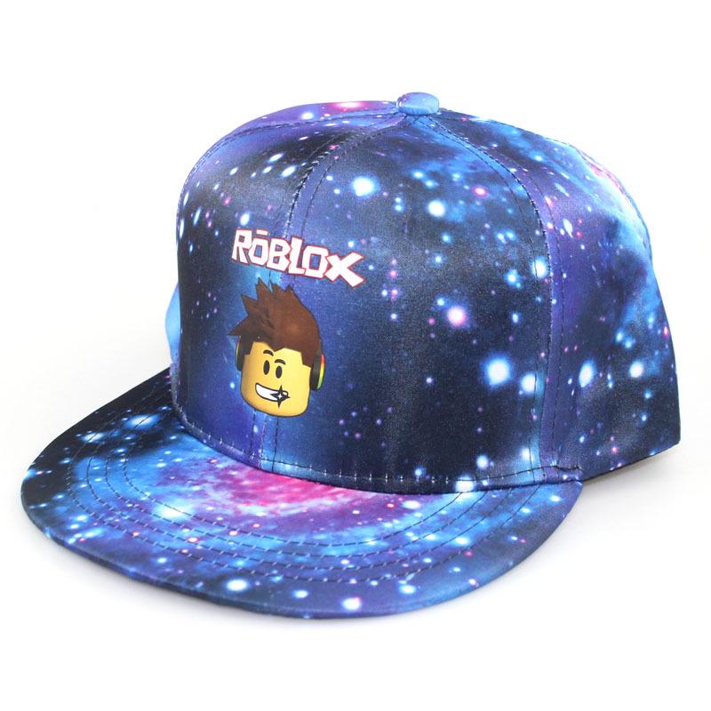 Мультяшная Бейсболка с плоским козырьком «Звездное небо» Roblox - Хип-хоп уличная кепка Adjustable синий