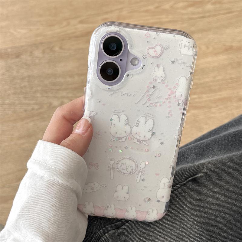 

Glitter Angel Rabbit Dinner Plate iPhone Case for Apple 16 Pro Max/15/14 iPhone 15 Pro