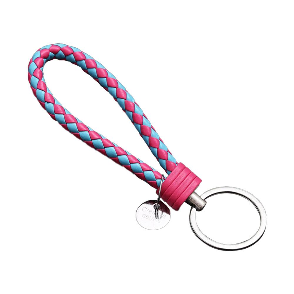 Leather Braided Woven Rope Keychain Diy Bag Pendant Key Car Holder Keyring
