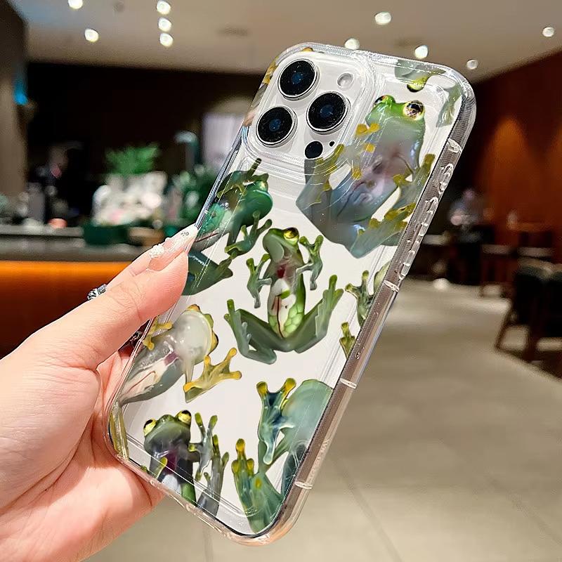Realitic Frog Print Clear Phone Case for Samsung Galaxy A55 A35 A25 A15 5G A24 A23 A22 A32 A52 A52S A71 A72 A51 A05 4G Cover