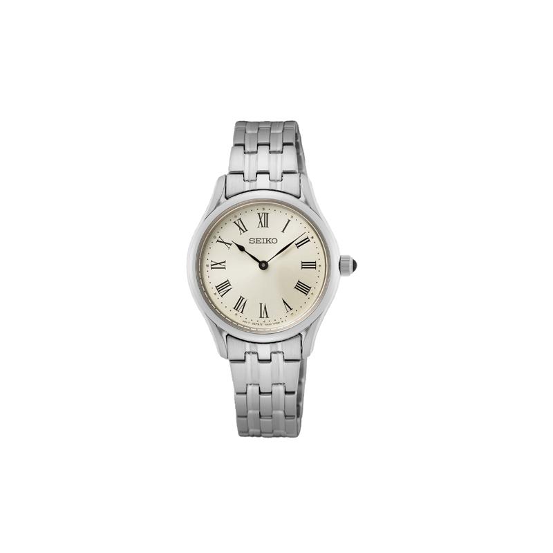 SEIKO 50M waterproof Quartz Steel Strap women s watch white dial SWR069 синий