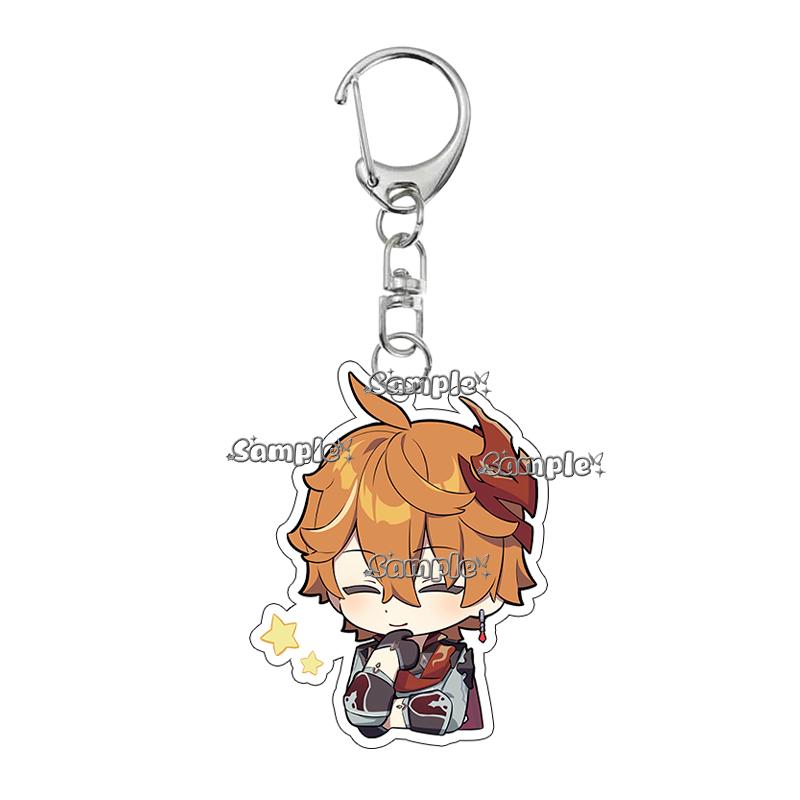 Hot Anime Game  Kamisato Ayaka Arlecchino Navia Anime Cartoon Cute Acrylic Model Double-sided Printing Keychain Keyring Pendant