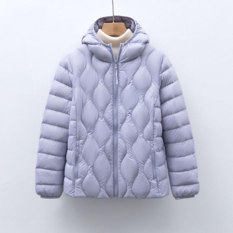 90 fleece new national standard women's clothing autumn and winter new light down jacket wavy pattern women's hooded jacket