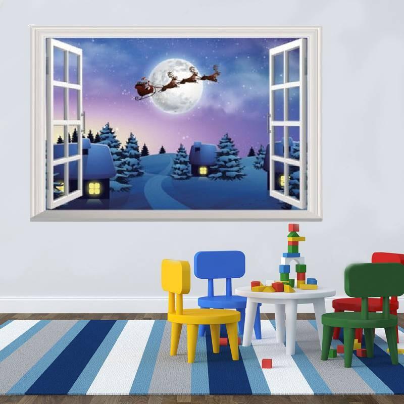 Schöner wasserdichter PVC-Wandaufkleber in Fensteroptik für Wohnzimmer und Schlafzimmer