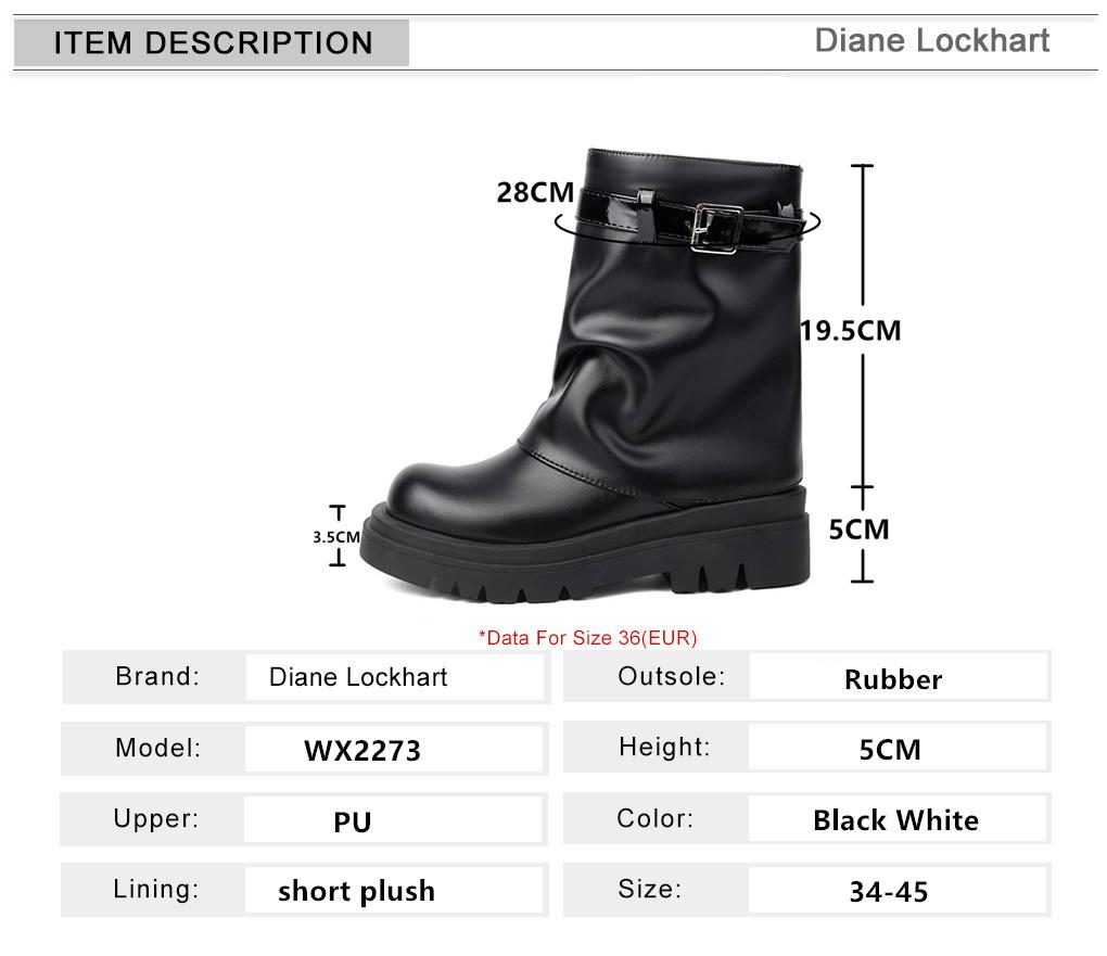 Fashion Designer Platform Flat Boots Women New Winter Fold Gothic Boot Buckle Zipper Fashion Brand Designer Ankle Boots Black White