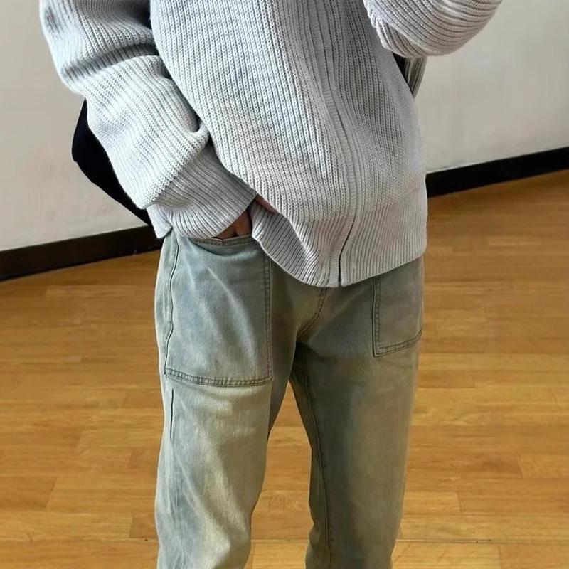 Men's Winter Stand-Up Collar Zip-Up Knit Cardigan Sweater - American Casual Style