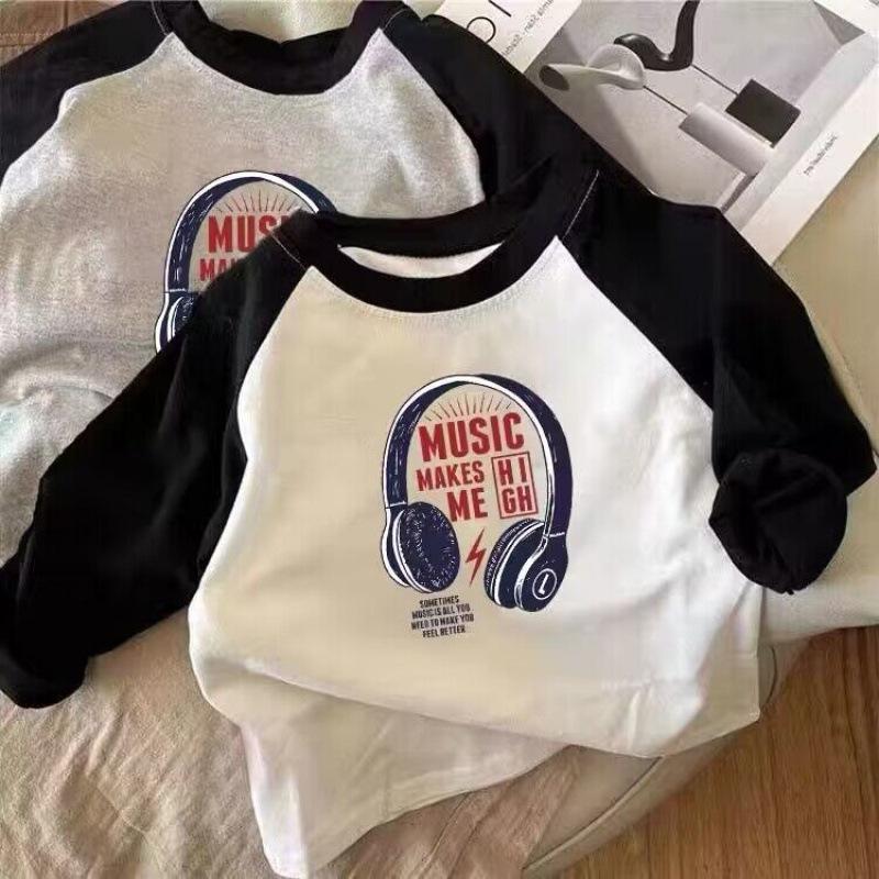 Boys Cotton Long Sleeve Crew Neck T Shirt Spring Autumn Casual Basic Top For Kids 80
