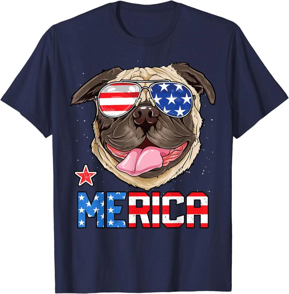 Pug Merica 4th of July T Shirt Men Kids Boys Girls Dog Puppy