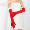 1 Paar Lange Samthandschuhe für Damen Ellbogenlang Rot Formelle Handschuhe mit Kunstpelzbesatz für Oper Halloween Cosplay Party Verkleidungszubehör