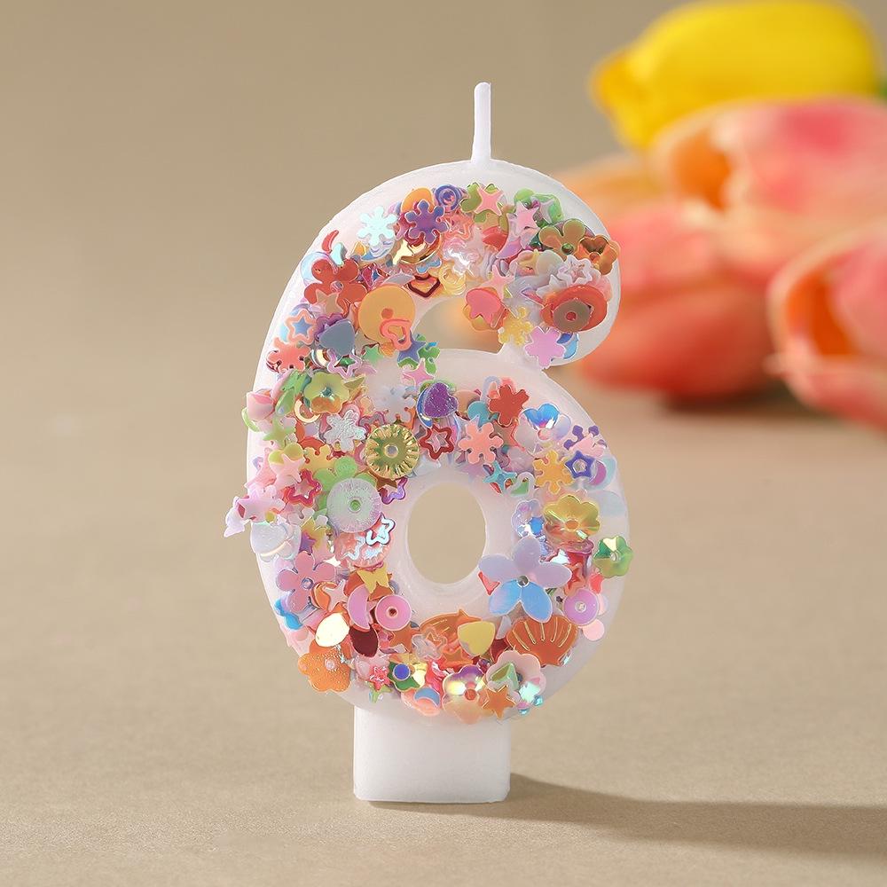 Colorful Sequin Flower Birthday Number Candles – Handmade DIY Cake Decorations