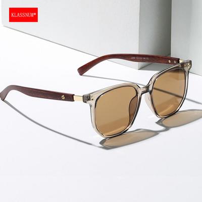 KLASSNUM Vintage Square Frame Sunglasses for Women Men  Trendy Retro Wood Grain Plastic Frame UV 400 Protection Eyepeice