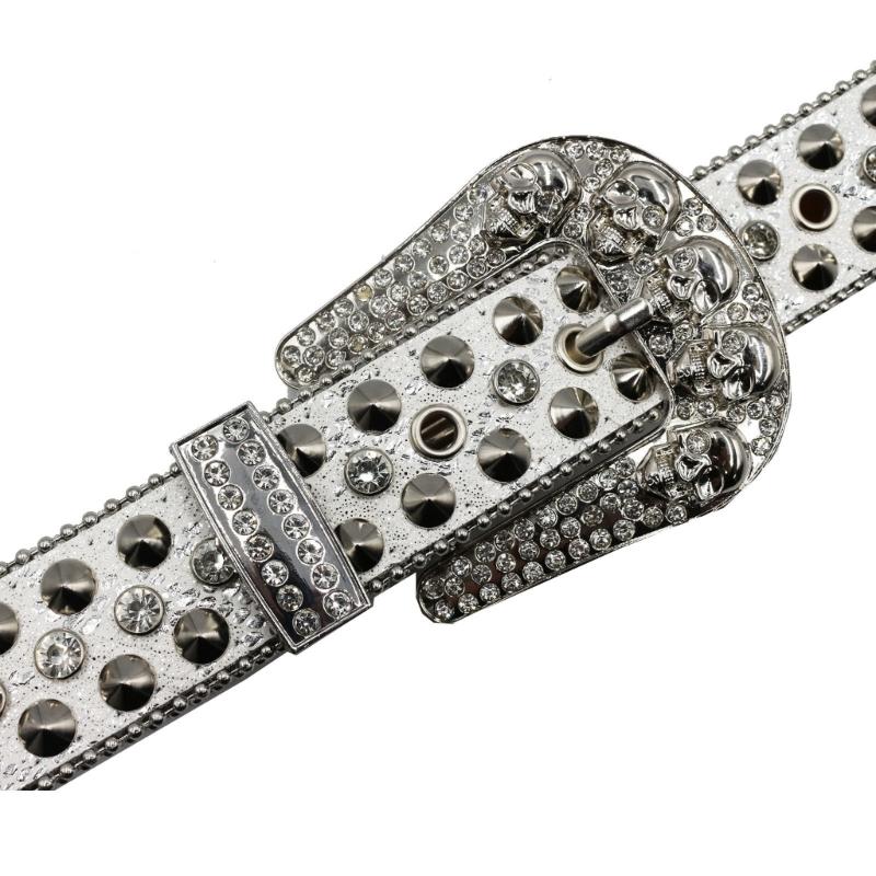 Blingbling Rhinestones Waist Belt Studded Grommet Buckle Rivets Costumes Rhinestones Heavy Duty for Jeans Pants
