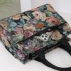 Portable Floral Print Women's Tote Bag Thickened Canvas Lunch Bag Zipper Large Capacity Jacquard Handbag