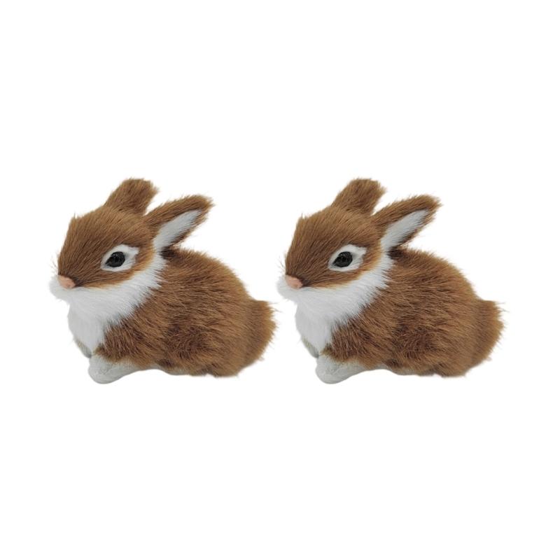 Realistic Rabbit Figurine Lively Easters Bunnies Stuffe Farm Animal Plush Rabbit Statue Spring Home Decors Photo Props