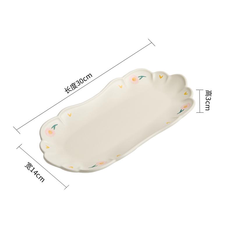 Creative Peony Pattern Ceramic Fish Plate Restaurant Dessert Plate Sushi Sashimi Plates Molecular Cuisine Specialty Tableware